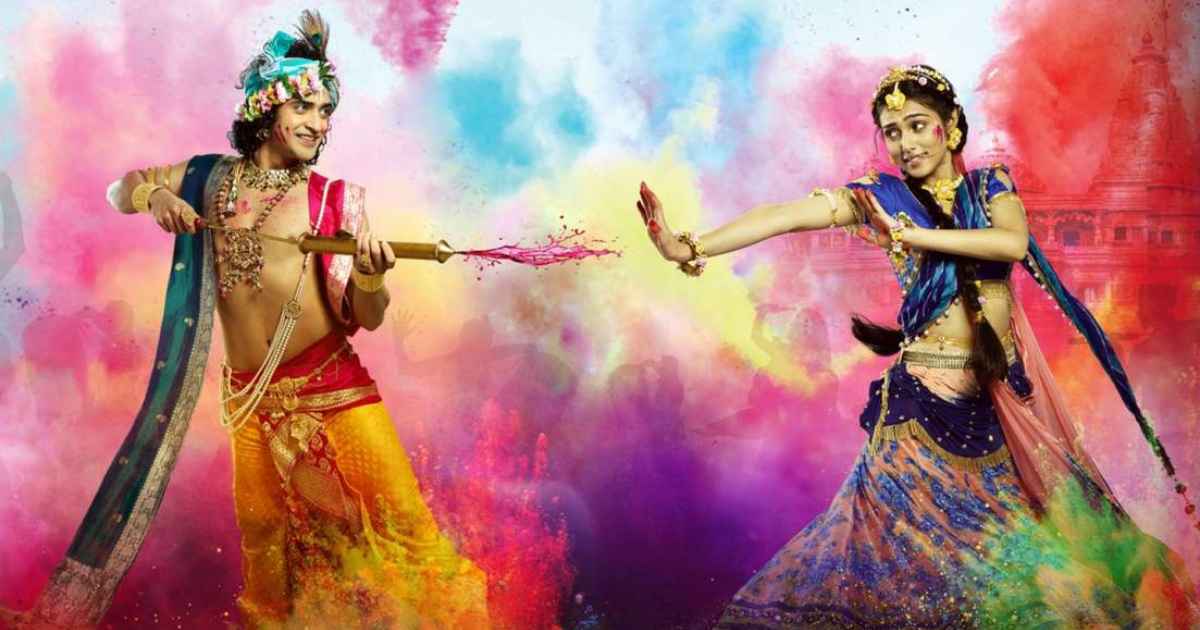 Radha and Krishna are Playing Holi